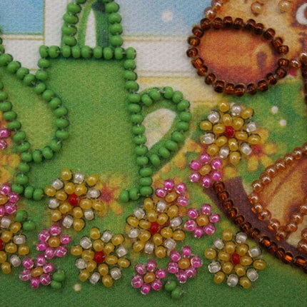 DIY Bead Embroidery Kit "On a rocking horse"  5.9"x5.9" / 15.0x15.0 cm