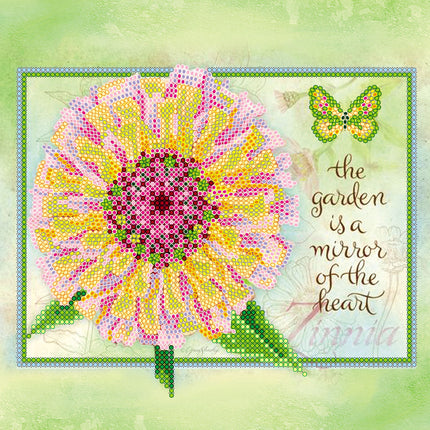 Canvas for bead embroidery "Zinnia" 7.9"x7.9" / 20.0x20.0 cm