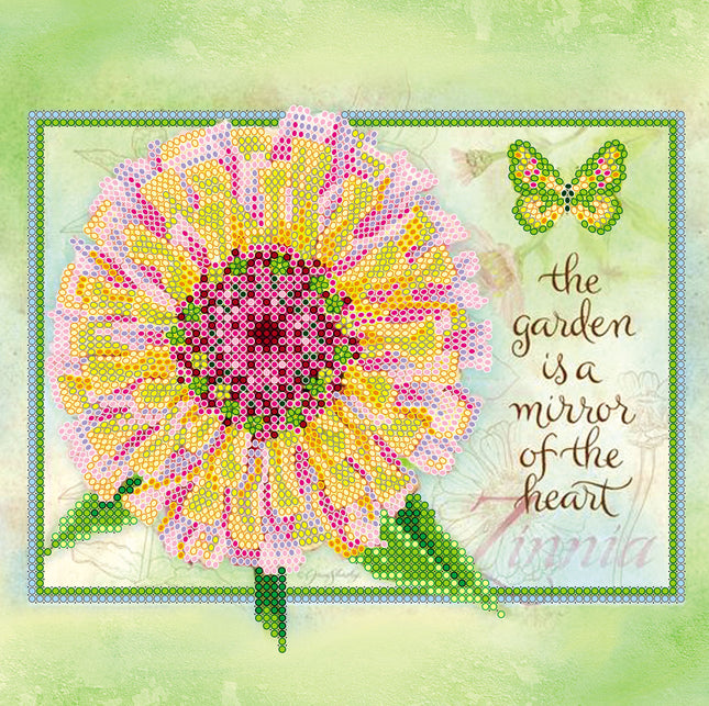 Canvas for bead embroidery "Zinnia" 7.9"x7.9" / 20.0x20.0 cm