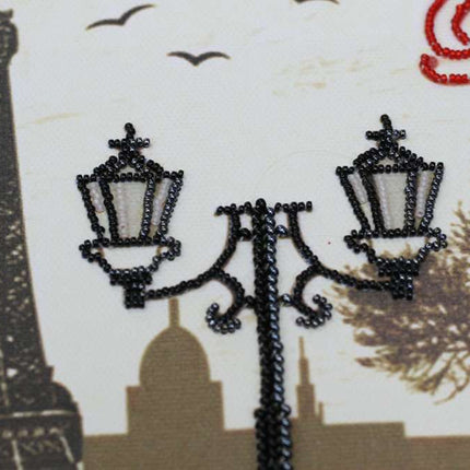 DIY Bead Embroidery Kit "Red and black" 9.1"x9.8" / 23.0x25.0 cm