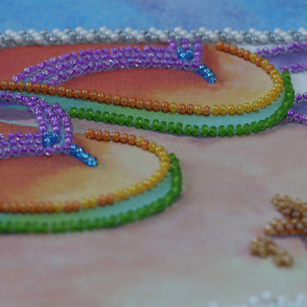 DIY Bead Embroidery Kit "Azure coast" 9.8"x13.8" / 25.0x35.0 cm