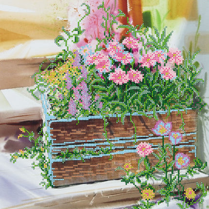 Canvas for bead embroidery "Country porch" 11.8"x11.8" / 30.0x30.0 cm