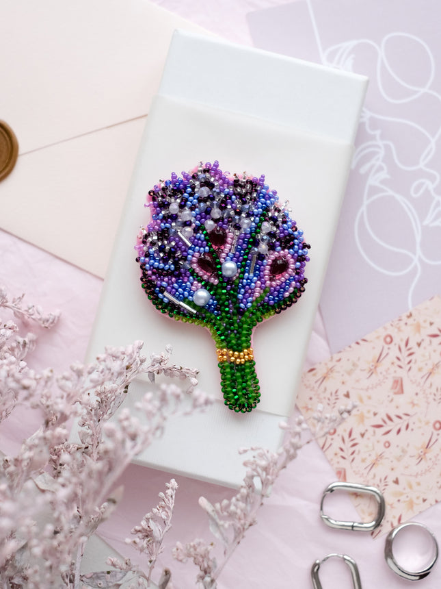 Beadwork kit for creating brooch "Lavender"