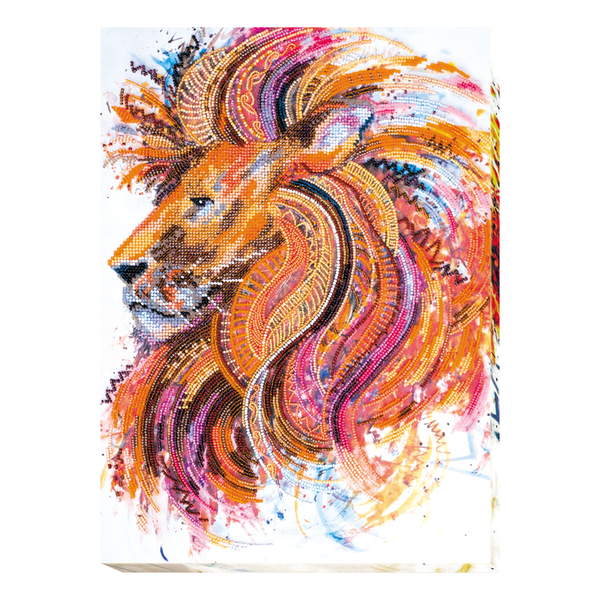 DIY Bead Embroidery Kit "Fire-maned lion" 11.8"x15.7" / 30.0x40.0 cm