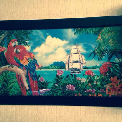 DIY Bead Embroidery Kit "Tropical Paradise" 23.6"x11.8" / 60.0x30.0 cm