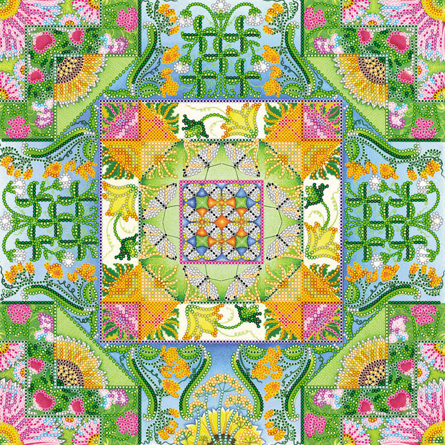 Canvas for bead embroidery "August pattern" 11.8"x11.8" / 30.0x30.0 cm