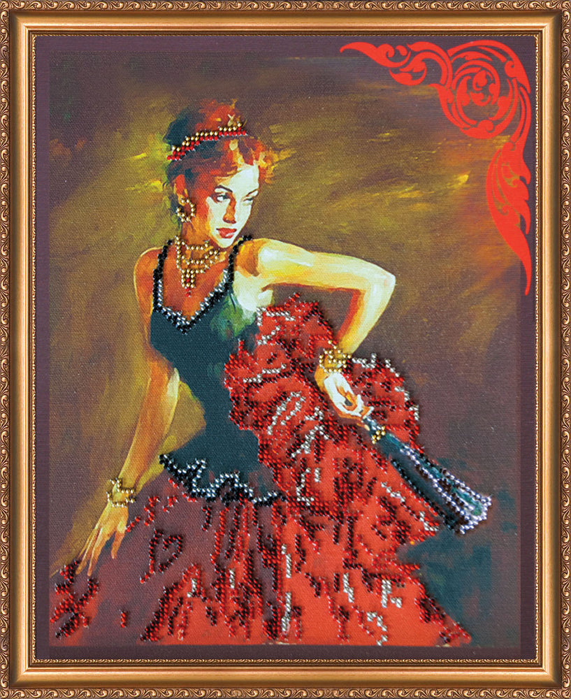 DIY Bead Embroidery Kit "Consuelo" 9.1"x11.0" / 23.0x28.0 cm
