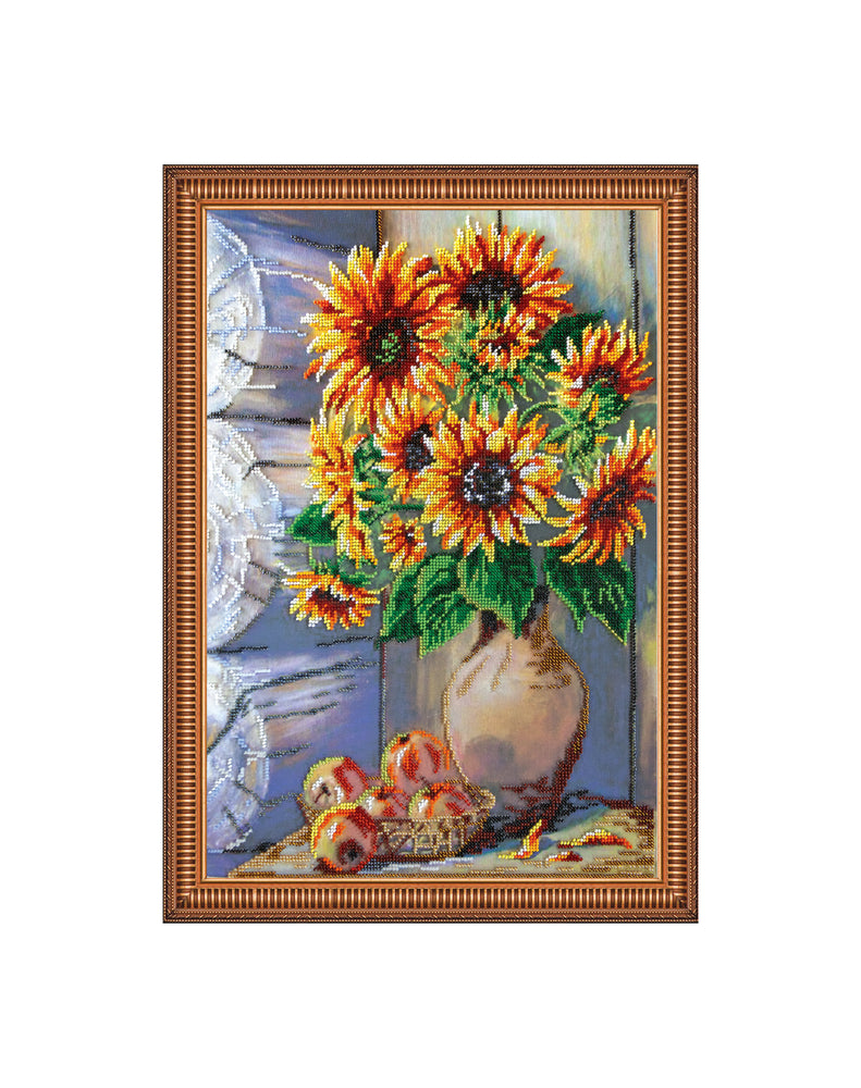 DIY Bead Embroidery Kit "Summer bouquet" 12.6"x17.7" / 32.0x45.0 cm