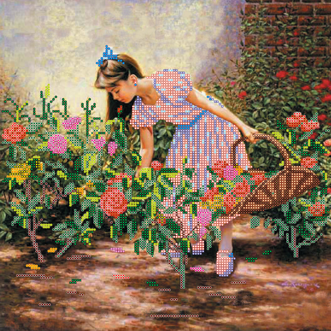 Canvas for bead embroidery "A Bouquet for Mom" 11.8"x11.8" / 30.0x30.0 cm