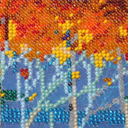 DIY Bead Embroidery Kit "Fire in sky blue - 3" 13.4"x17.7" / 34.0x45.0 cm