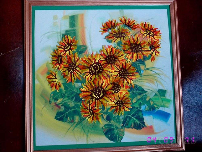 DIY Bead Embroidery Kit "Sunflowers" 11.8"x11.4" / 30.0x29.0 cm