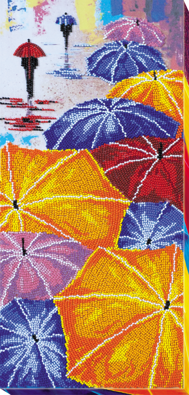 DIY Bead Embroidery Kit "Umbrellas" 7.1"x15.7" / 18.0x40.0 cm