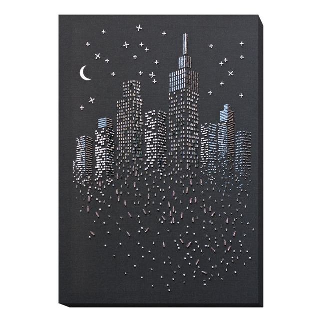 DIY Bead Embroidery Kit "The glitter of the night lights" 11.4"x15.7" / 29.0x40.0 cm