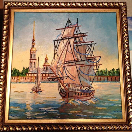 Canvas for bead embroidery "Frigate" 11.8"x11.8" / 30.0x30.0 cm