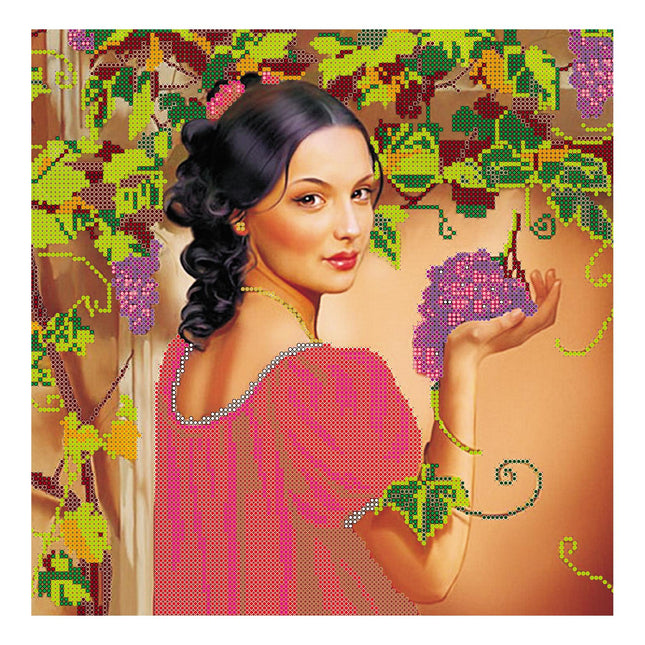 Canvas for bead embroidery "Spanish Grapes" 11.8"x11.8" / 30.0x30.0 cm