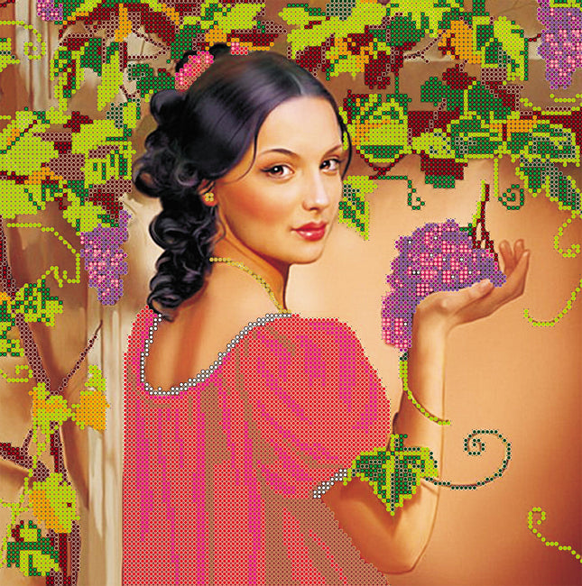 Canvas for bead embroidery "Spanish Grapes" 11.8"x11.8" / 30.0x30.0 cm