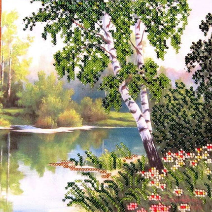 Canvas for bead embroidery "Birches" 7.9"x7.9" / 20.0x20.0 cm