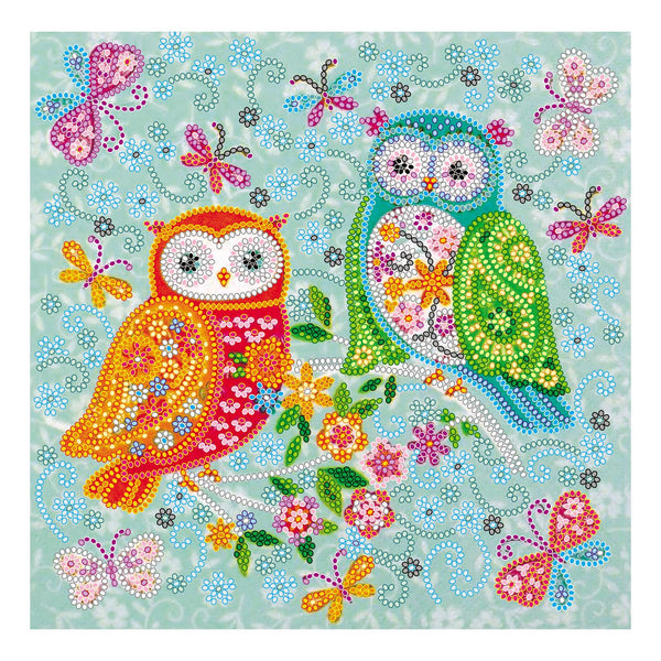 Canvas for bead embroidery "Owls are friends" 7.9"x7.9" / 20.0x20.0 cm