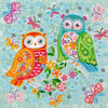 Canvas for bead embroidery "Owls are friends" 7.9"x7.9" / 20.0x20.0 cm