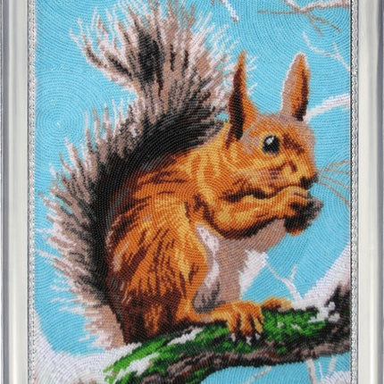DIY Bead Embroidery Kit "Squirrel" 13.4"x9.4" / 34.0x24.0 cm