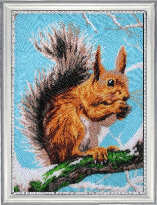 DIY Bead Embroidery Kit "Squirrel" 13.4"x9.4" / 34.0x24.0 cm