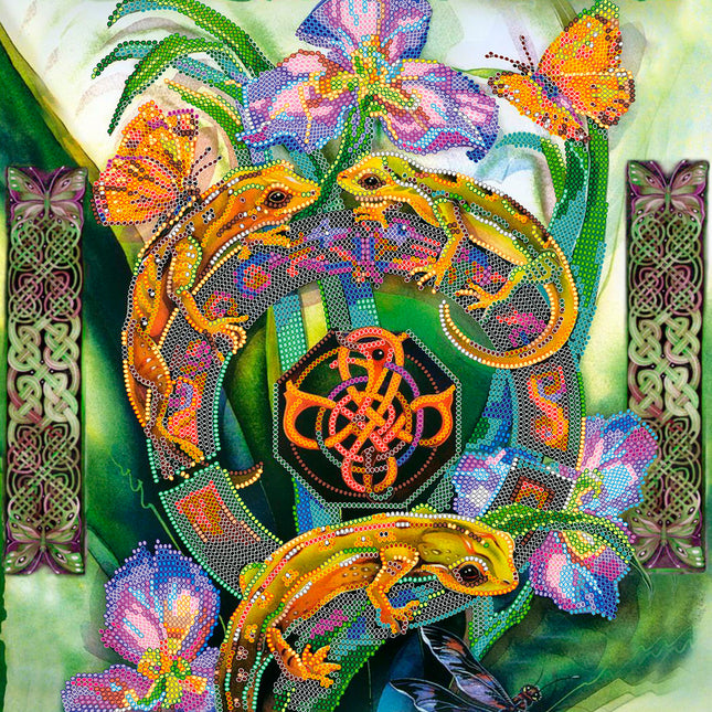 Canvas for bead embroidery "Summer trio" 11.8"x11.8" / 30.0x30.0 cm