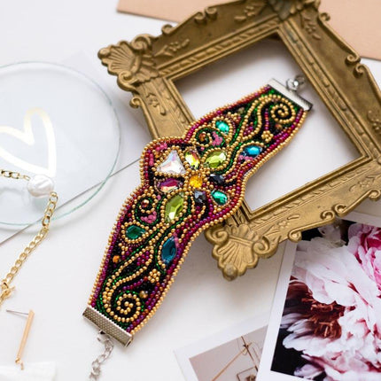 DIY Beadwork kit for creating bracelet "Golden ornament"