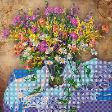 Canvas for bead embroidery "Meadow flowers-1" 11.8"x11.8" / 30.0x30.0 cm