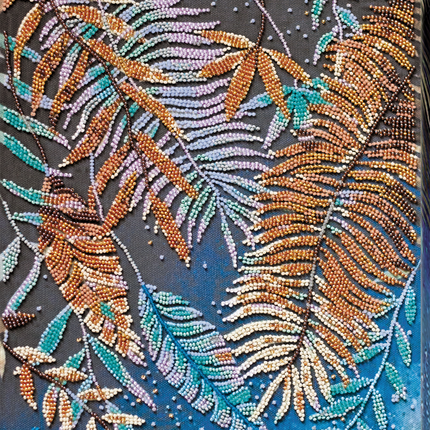 DIY Bead Embroidery Kit "Tropical night" 9.8"x19.7" / 25.0x50.0 cm