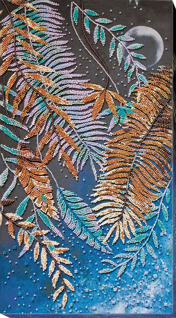 DIY Bead Embroidery Kit "Tropical night" 9.8"x19.7" / 25.0x50.0 cm