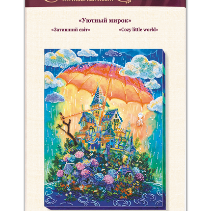 DIY Bead Embroidery Kit "Cozy little world" 11.0"x14.6" / 28.0x37.0 cm