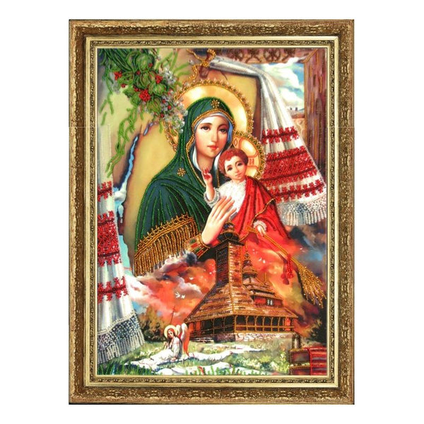 DIY Bead Embroidery Kit "The Most Holy Theotokos The Defender (after O. Okhapkin)" 14.6"x10.2" / 37.0x26.0 cm