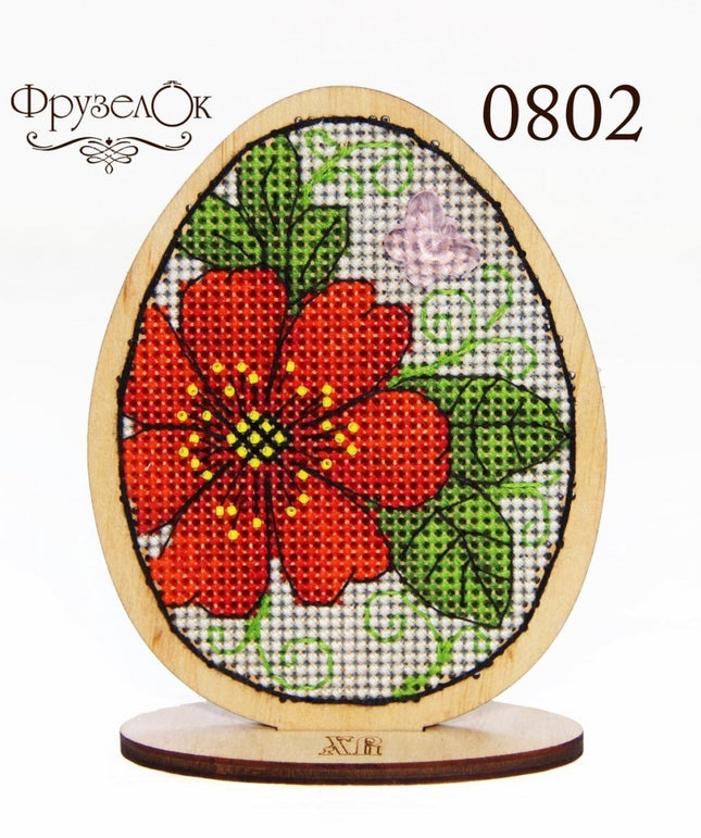 DIY Cross stitch kit on wood "Easter Egg" 3.3x4.3 in / 8.5x11.0 cm
