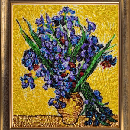 DIY Bead Embroidery Kit "Irises after V. Van Gogh" 12.6"x11.0" / 32.0x28.0 cm