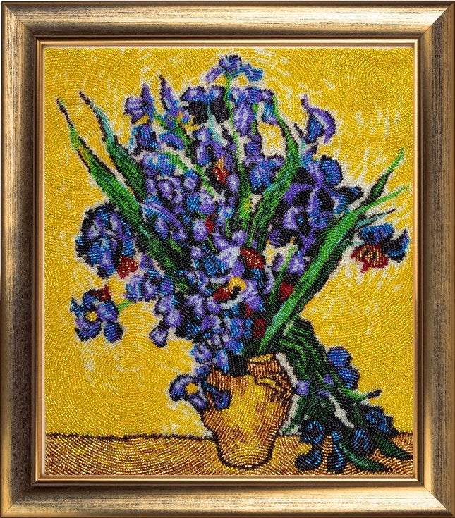 DIY Bead Embroidery Kit "Irises after V. Van Gogh" 12.6"x11.0" / 32.0x28.0 cm