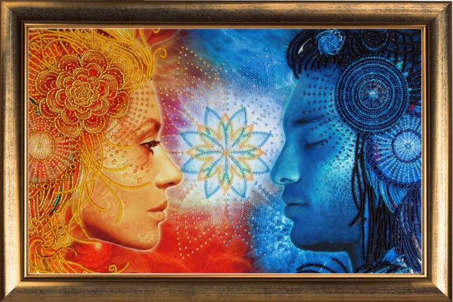 DIY Bead Embroidery Kit "Two Beginnings" 9.4"x15.0" / 24.0x38.0 cm