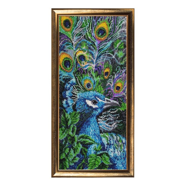 DIY Bead Embroidery Kit "Peacock 2" 16.1"x7.1" / 41.0x18.0 cm