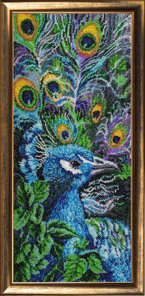 DIY Bead Embroidery Kit "Peacock 2" 16.1"x7.1" / 41.0x18.0 cm