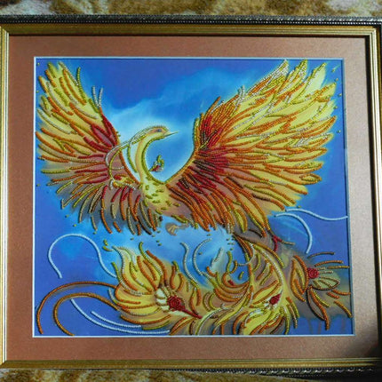 Canvas for bead embroidery "The Firebird" 11.8"x11.8" / 30.0x30.0 cm