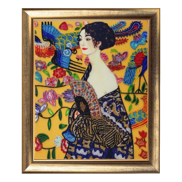 DIY Bead Embroidery Kit "Lady with Fan (after G. Klimt)" 12.6"x22.4" / 32.0x57.0 cm