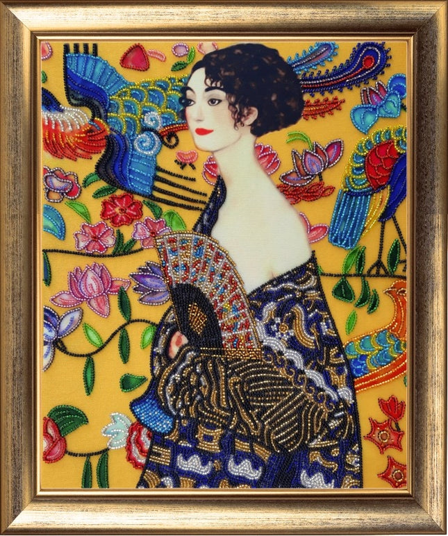 DIY Bead Embroidery Kit "Lady with Fan (after G. Klimt)" 12.6"x22.4" / 32.0x57.0 cm