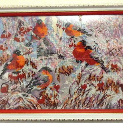 DIY Bead Embroidery Kit "Bullfinches" 17.7"x11.8" / 45.0x30.0 cm