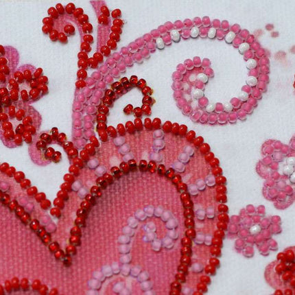 DIY Bead Embroidery Kit "Loving  hearts"  5.9"x5.9" / 15.0x15.0 cm