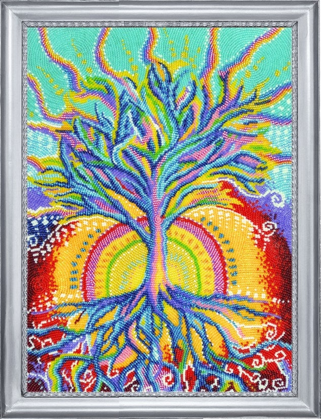 Bead DIY Embroidery Kit "Sunny Tree" 13.8"x9.8"/ 35.0x25.0 cm