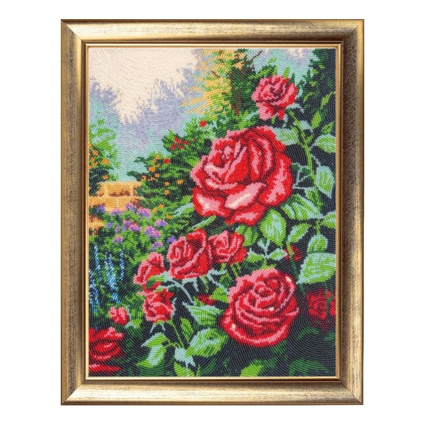 DIY Bead Embroidery Kit "Rose Garden" 13.4"x10.2" / 34.0x26.0 cm