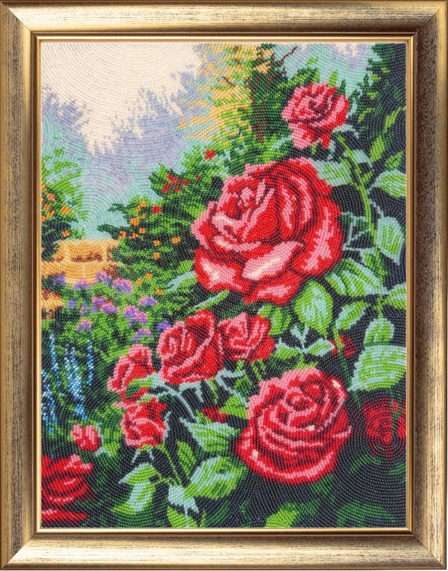 DIY Bead Embroidery Kit "Rose Garden" 13.4"x10.2" / 34.0x26.0 cm
