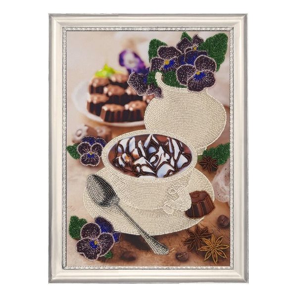 DIY Bead Embroidery Kit "Still-life with Violets" 13.8"x9.4" (35.0x24.0 cm)