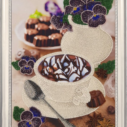 DIY Bead Embroidery Kit "Still-life with Violets" 13.8"x9.4" (35.0x24.0 cm)