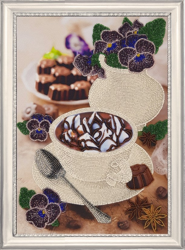 DIY Bead Embroidery Kit "Still-life with Violets" 13.8"x9.4" (35.0x24.0 cm)