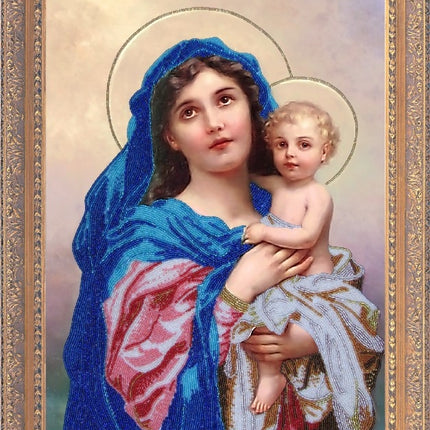 DIY Bead Embroidery Kit "Madonna and Child" 19.7"x14.2" / 50.0x36.0 cm